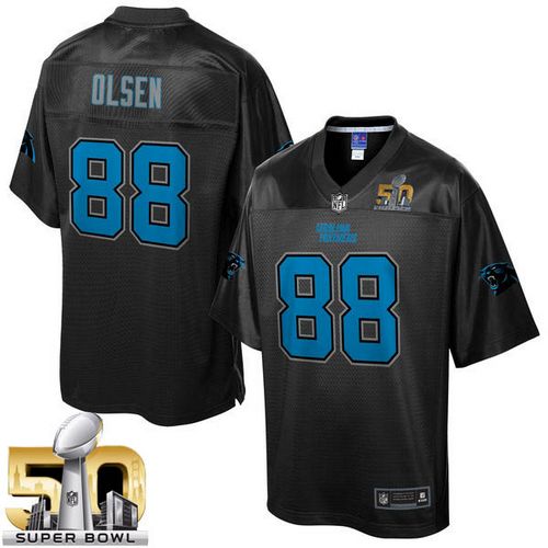 Nike Panthers #88 Greg Olsen Black Super Bowl 50 Men's NFL Pro Line Black Reverse Fashion Game Jersey